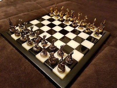 Limited Edition Gold and Silver plated pewter Walt Disney Chess Set
