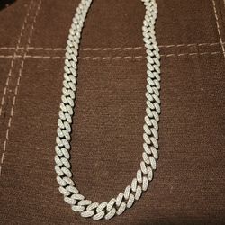NICE MENS BLING ICED OUT SILVER PLATED CHAIN WITH BRACELET 