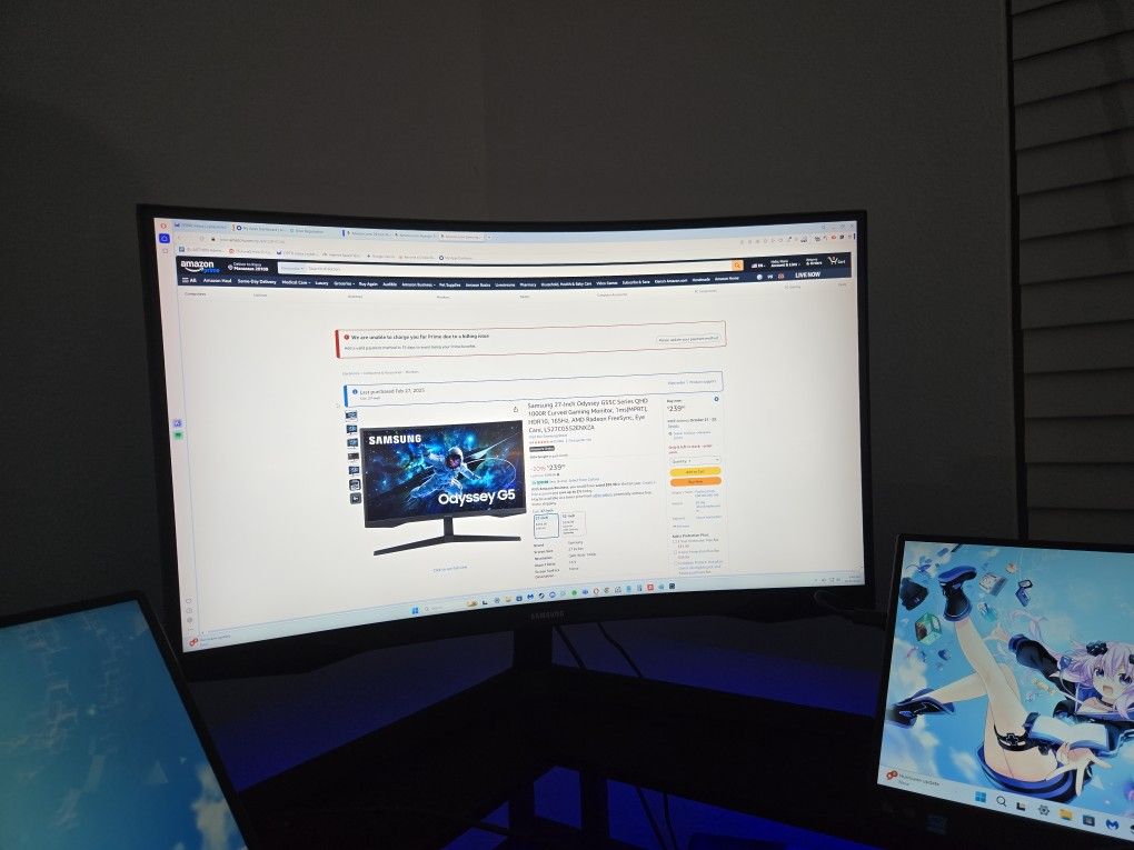 Samsung 27-Inch Odyssey G55C Series QHD 1000R Curved Gaming Monitor, 1ms(MPRT), HDR10, 165Hz, AMD Radeon FreeSync, Eye Care, LS27CG552ENXZA