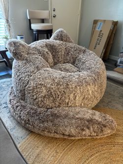 EBENCHICO Giant Faux Fur Cat Beanbag Chair