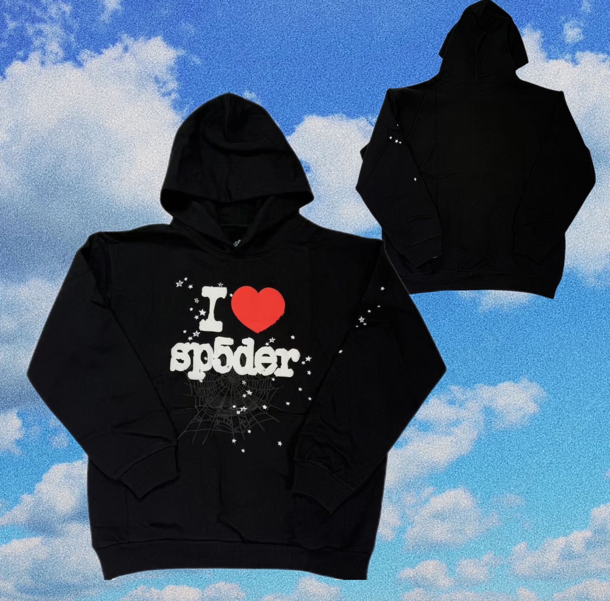 Sp5der I Heart Sp5 (M & L) BLACK Hoodie