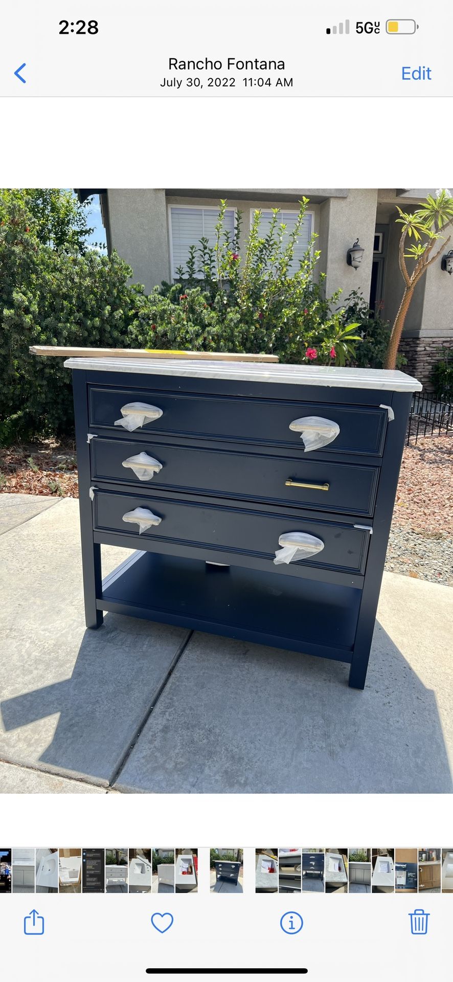 allen + roth Presnell 36-in Navy Blue Undermount Single Sink Bathroom Vanity with Carrara White Natural Marble TOp