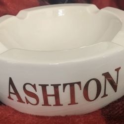 Vintage Extra Large 8.5" Ceramic Ashton Cigar 4 Rest Round Ashtray