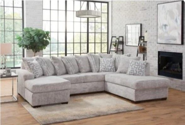 Gigantic Gray/Ash White/ Ash Gray/ Black Sectional For Sale!