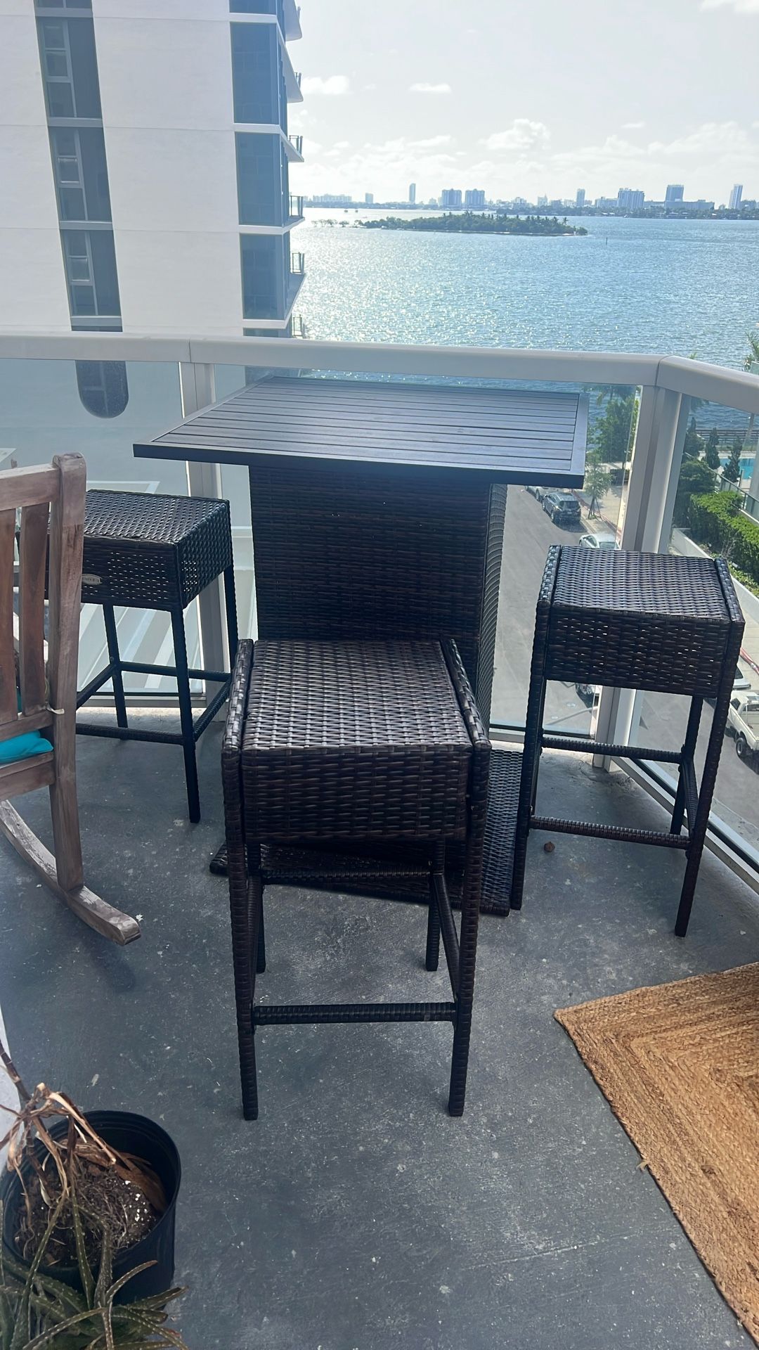 Black High Table with 3 Stools