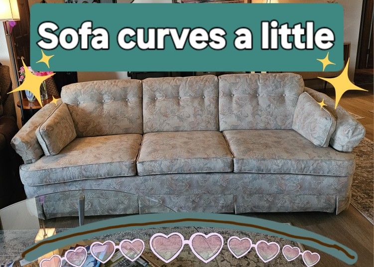 $60😲Must Sell Sofa with optional cover, very comfortable, cushions in excellent shape. Custom Made