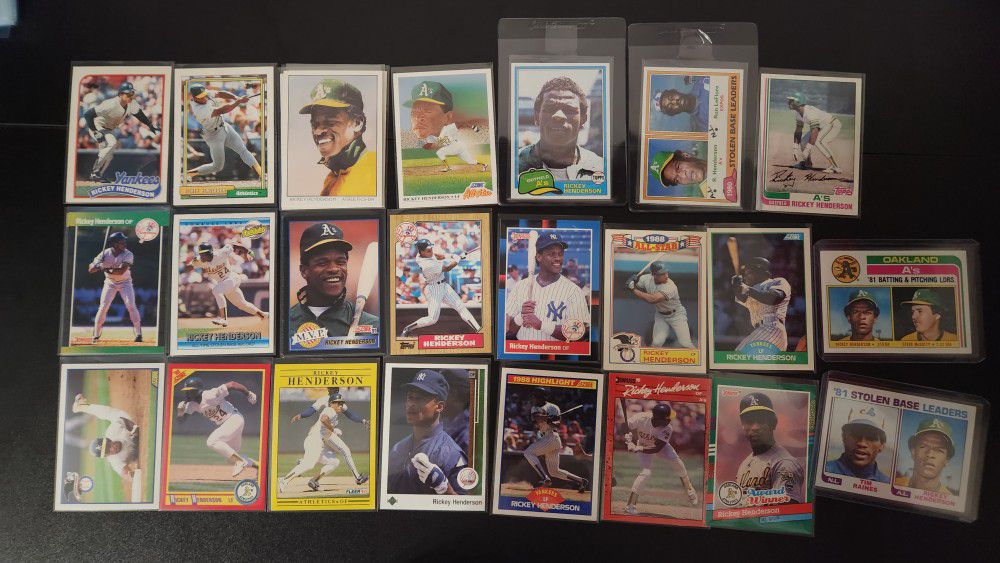 Rickey Henderson 23+ Baseball Card Lot 