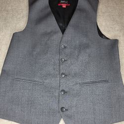 Awearness Kenneth Cole Suit Vest Wool Blend Large Gray Casual 5 Buttons Tieback