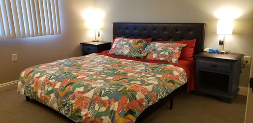FREE KING SIZE MATTRESS and LEATHER-LIKE frame