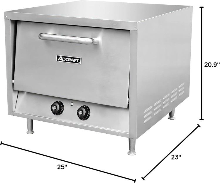 Adcraft PO-18 18" Single Deck Counterop Pizza Oven, Stainless Steel, 240v, NSF