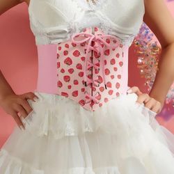 Pastel Pink Kawaii Lolita Strawberry Corset Belt