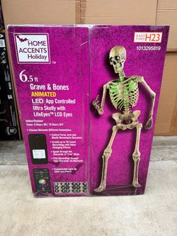 Grave & Bones ANIMATED LED App Controlled Ultra Skelly with LifeEyes™ LCD Eyes