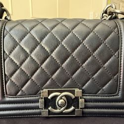 Small Chanel Boy Bag Black Caviar Calfskin Leather Purse Bag