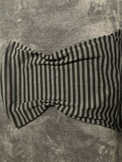 Gray and Black Striped Bandeau Top