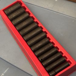 Snap-on Tools 13 pc 1/2" Drive 6-Point SAE Flank Drive® Deep Impact Socket Set (1/2-1-1/4")