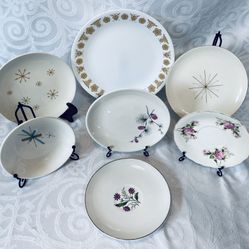 7 VNTG Retro MCM Dishes Homer Laughlin/Corelle/Royal China/Canonsburg/NorthStar