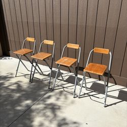Vintage 1990s IKEA DENNIS Folding Counter Stools – Solid Wood & Steel