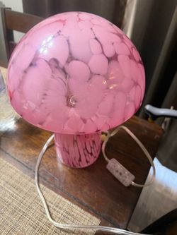 Pink Murano Style Glass Mushroom Lamp
