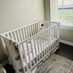 White Crib with Mattress