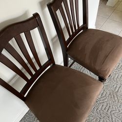 Tall Wood & Suede Counter Chairs