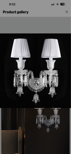 2-Light Crystal Wall Sconce Clear Modern Wall Lights with Lampshade French Style Crystal Candle Wall Lighting Fixture Luxury Wall Lamps for Living Roo