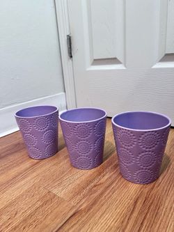 Set of 3 Purple Textured Ceramic Planters $12