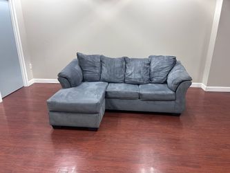 Blue-Gray Microfiber Sectional Sofa with Chaise