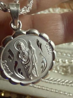 Pure 925 Sterling silver necklace 3MM solid Rope 24 inches with religious Pendent double-sided