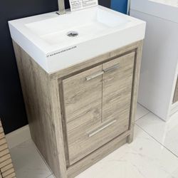 24" Freestanding Rustic Gray Bathroom Vanity  