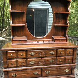 Wooden Dresser (2 Parts)With Mirrored Hutch