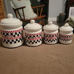 Coca-Cola Ceramic Canister Set 1997 Era