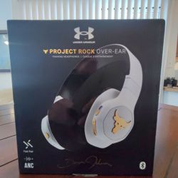 White JBL Under Armour Project Rock (Dwayne 'The Rock' Johnson) Sweat Resistant Over Ear Headphones With Active Noise Canceling