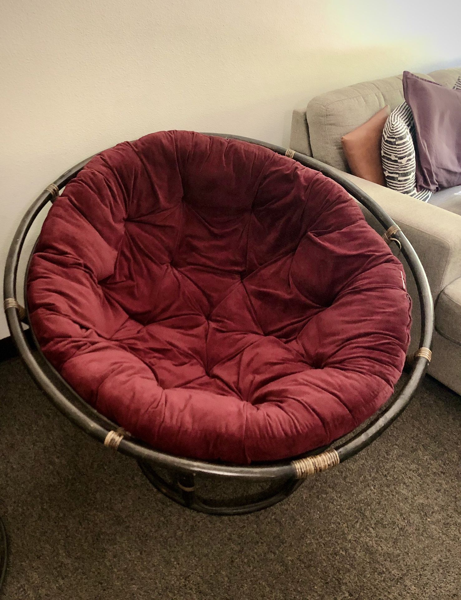 Burgundy Papasan (Moon) Chair from Cost Plus World Market for Sale in ...