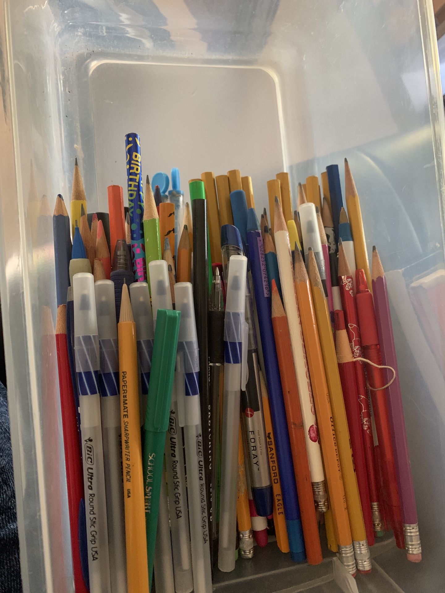 Box Of Pens And Pencils And Markers