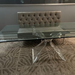 Vintage Glass and Lucite Dining Room Table