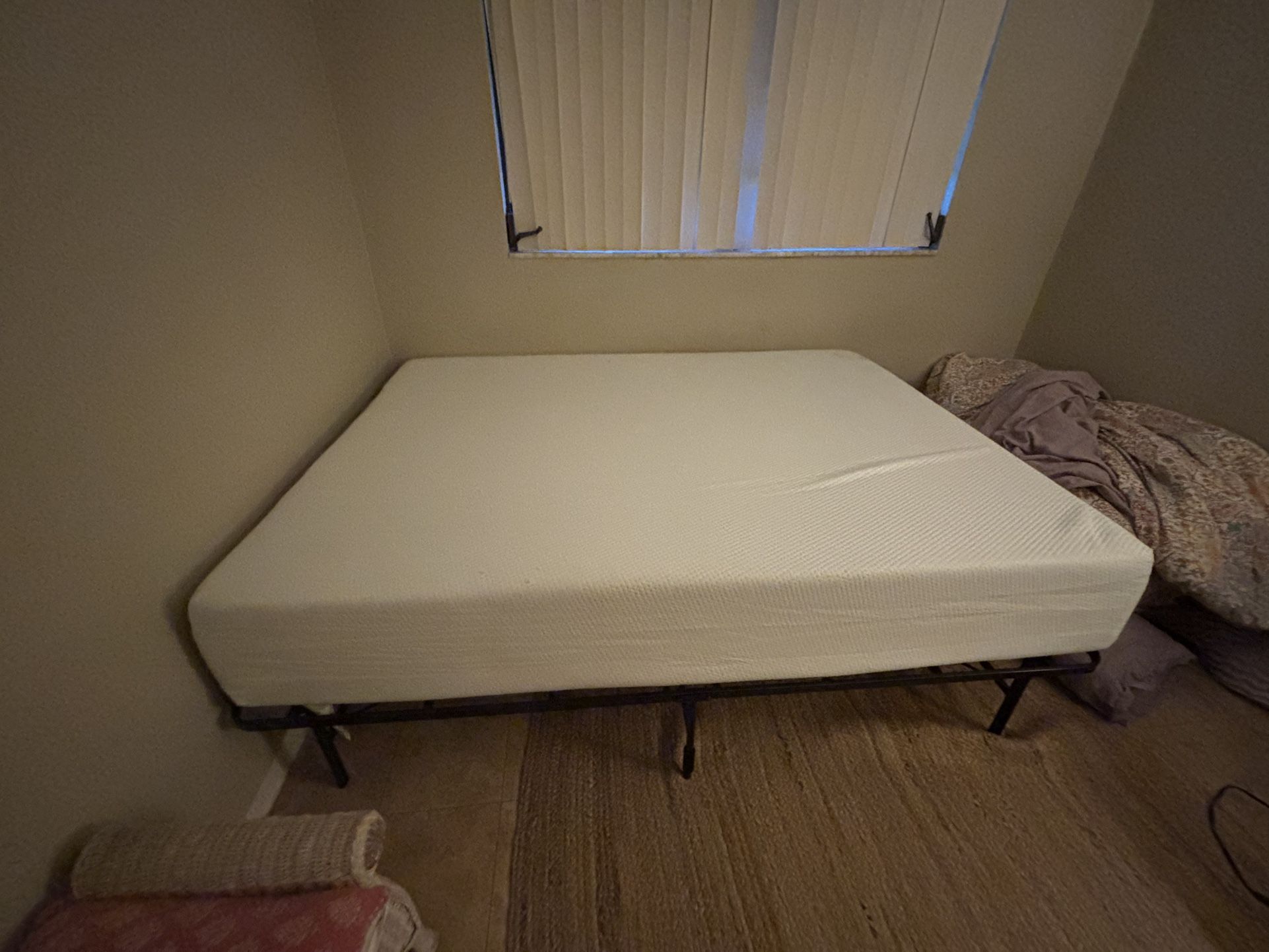 Gently-used & Clean, Queen Bed: Lavender Foam Pad And Bed Frame Included