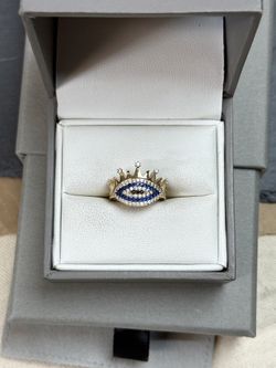 14k Yellow Gold Evil Eye Ring