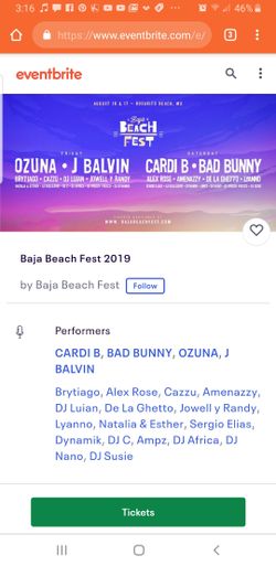 Baja beach feat 1 GA ticket available