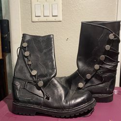 RENAISSANCE BOOTS Black Leather Side Lace Size 12 