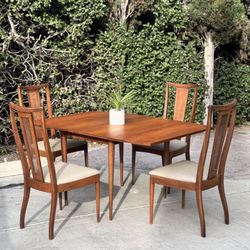 Set 4 Mid Century Modern Vintage Walnut High Back Chairs – Woven Cane 