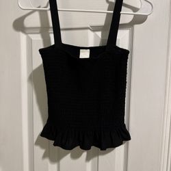 H&M Black Smocked Camisole Top