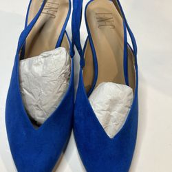 INC International Concepts Blue Suede Kitten Heels Size 8.5 