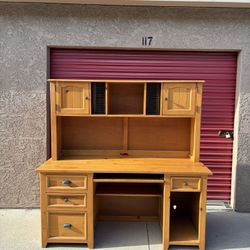 Solid Wood Desk with Hutch