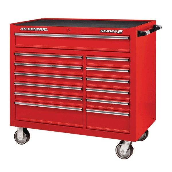 44 In. X 22 In. DOUBLE BANK ROLLER CABINET RED. (NEW)
