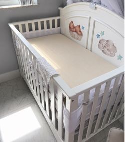 White Wooden Baby Cot with two Mattresses