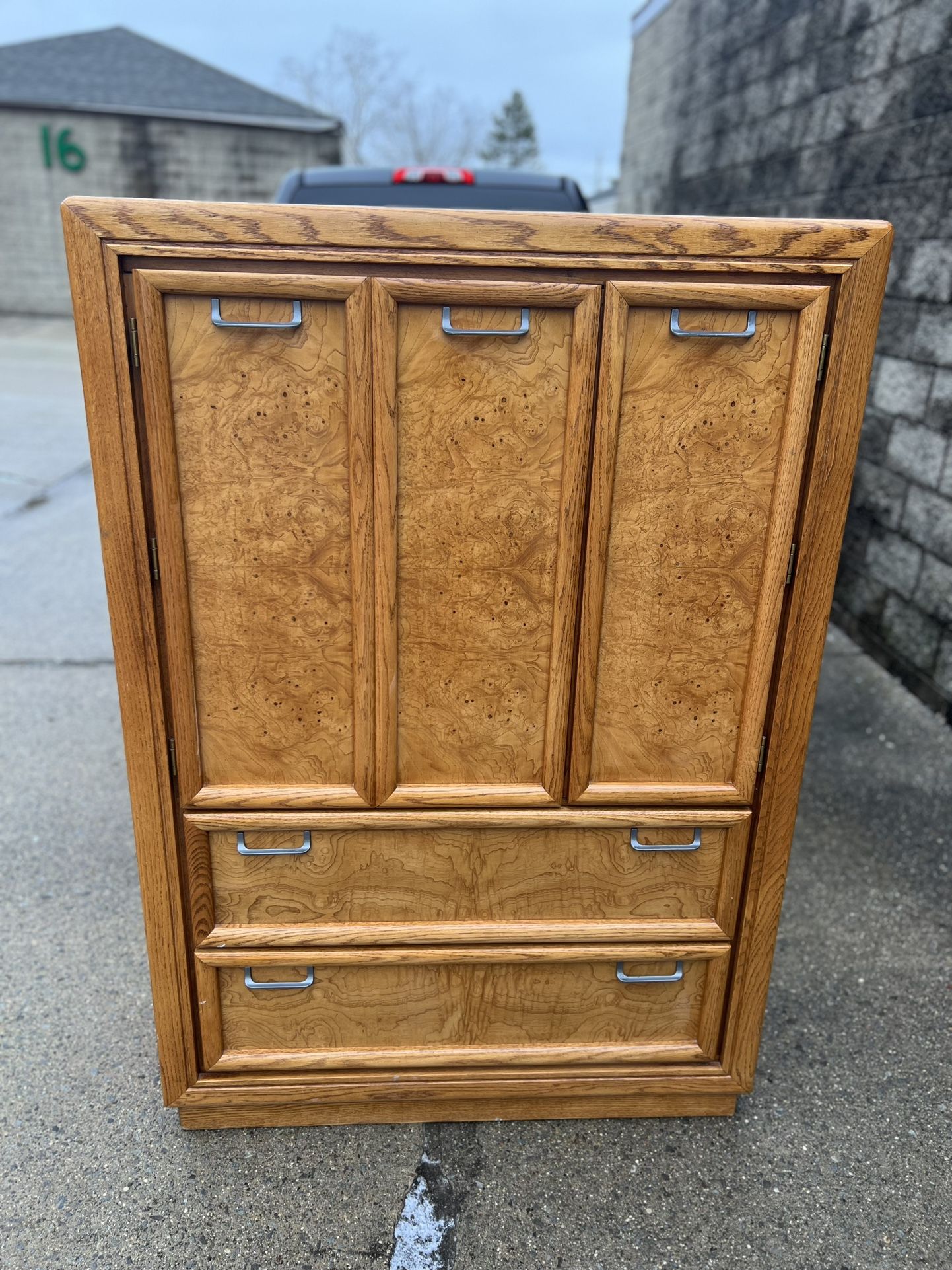 golden oak armoire chest 