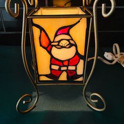 Beautiful leaded glass Tensor incandescent Santa Claus accent lamp