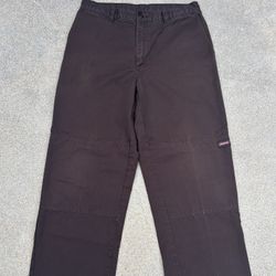 Dickies Men’s Loose Fit Double Knee Work Pants Dark Brown Wide Leg