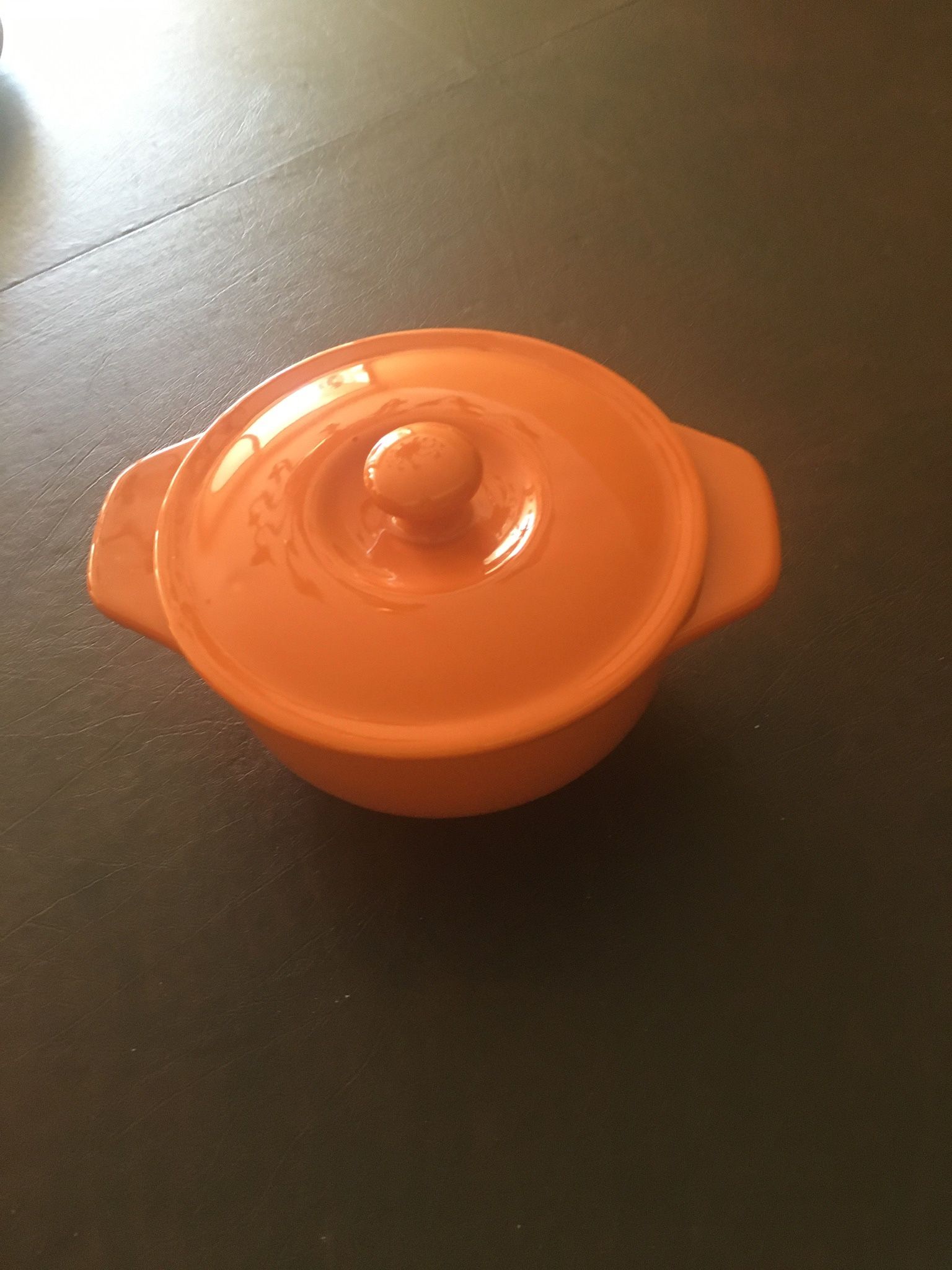 Orange Ceramic Pot With Lid