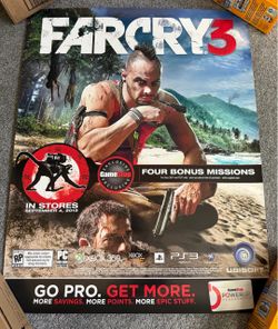 Far Cry 3 GameStop Promo Poster 2012 Rare Video Game Store Display Vaas